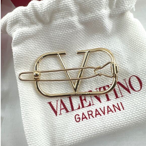 Valentino Garavani Women\'s Gold VLogo Signature Hair Clip One Size main image 5